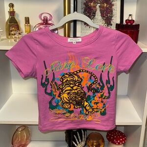 Baby Tee- Cropped Pink Graphic Tee -